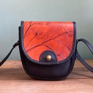 CL Whiting Co Leaf Leather Hand Tooled Crossbody Bag
